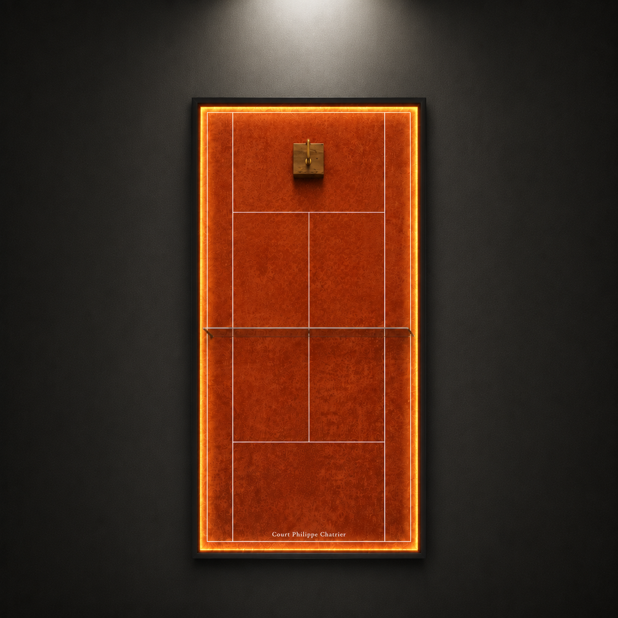 Premium Rectangular Racket Display Frame - Court Philippe-Chatrier (LED Gallery Edition)