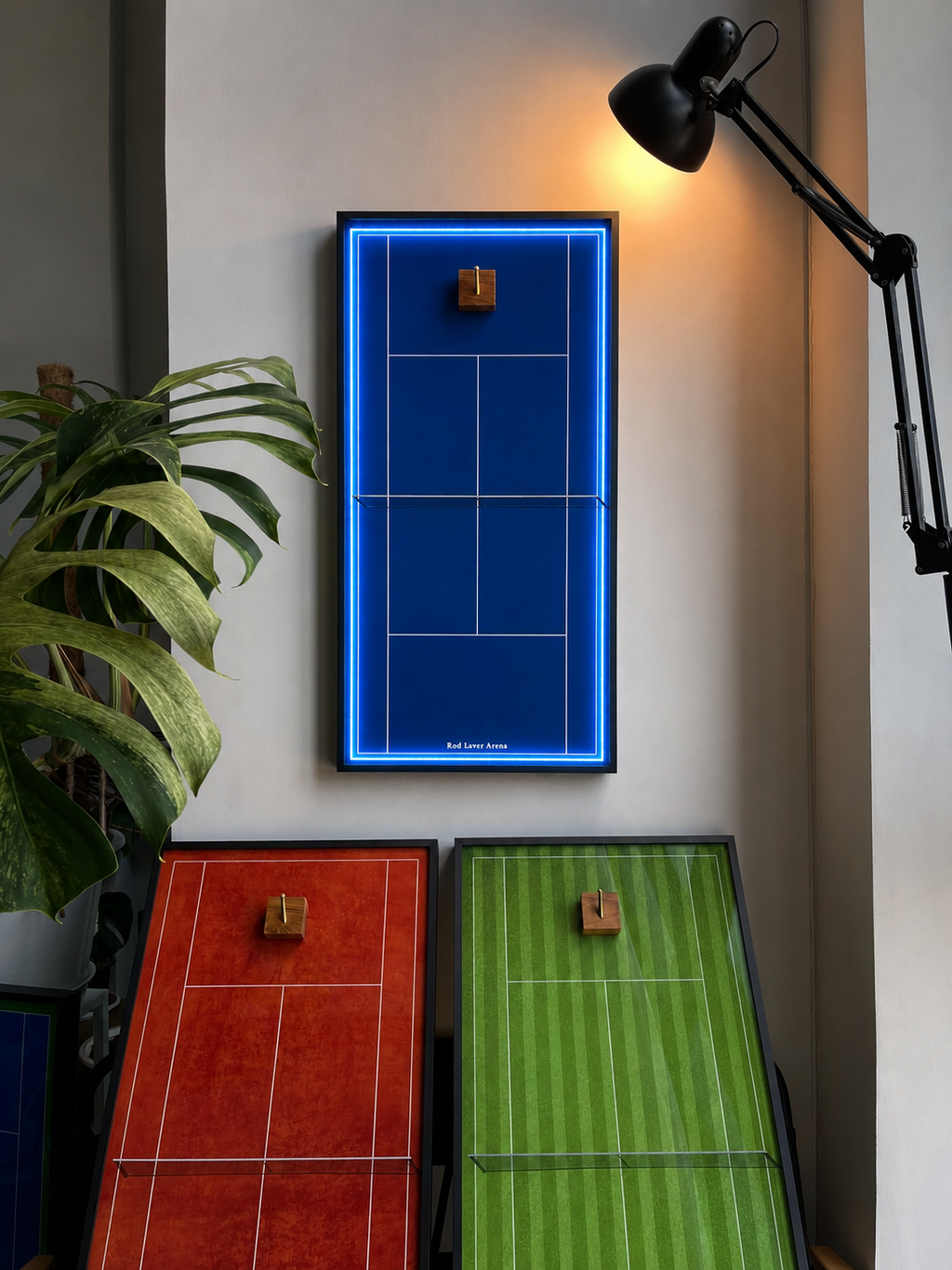 Premium Rectangular Racket Display Frame - Rod Laver Arena (LED Gallery Edition)