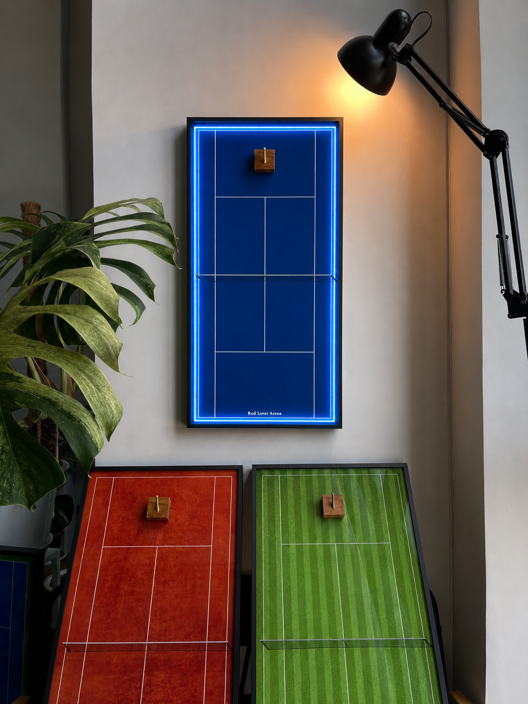 Premium Rectangular Racket Display Frame - Rod Laver Arena (LED Gallery Edition)