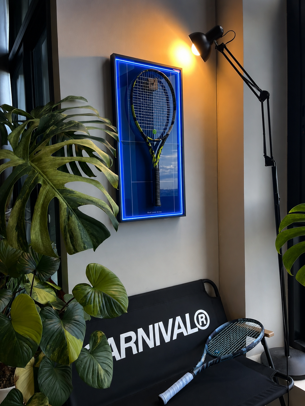 Premium Rectangular Racket Display Frame - Rod Laver Arena (LED Gallery Edition)