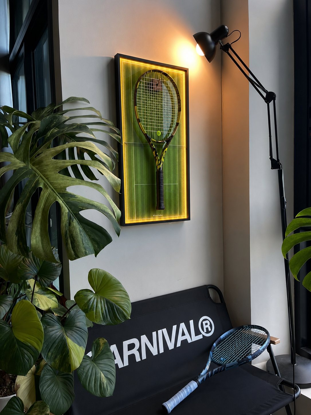 Premium Rectangular Racket Display Frame - Wimbledon (LED Gallery Edition)