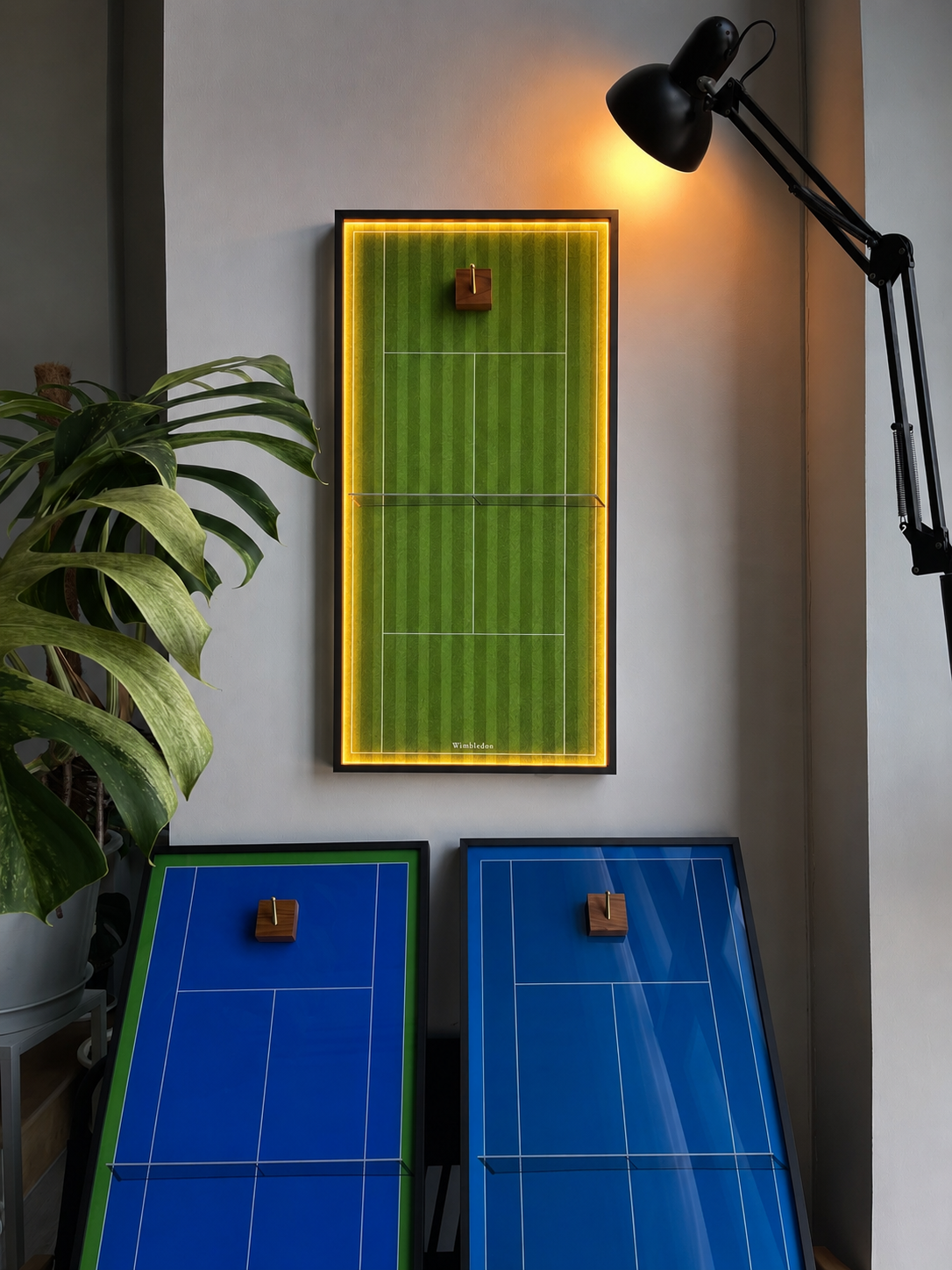 Premium Rectangular Racket Display Frame - Wimbledon (LED Gallery Edition)
