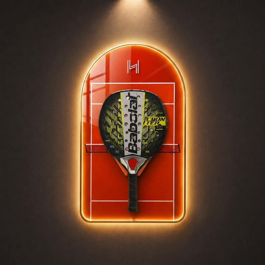 Padel Racket Display Frame — Arched LED Edition