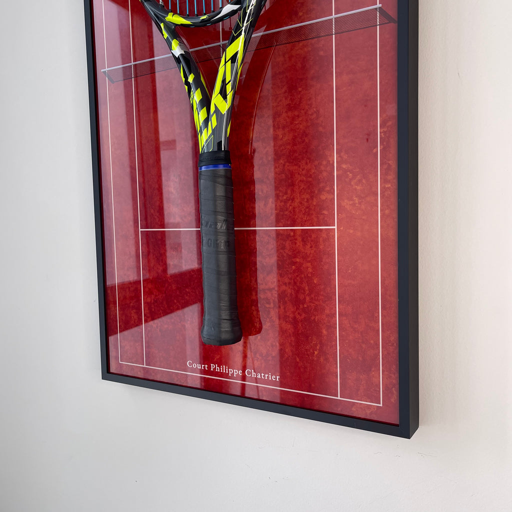 Premium Rectangular Racket Display Frame - Court Philippe-Chatrier Edition