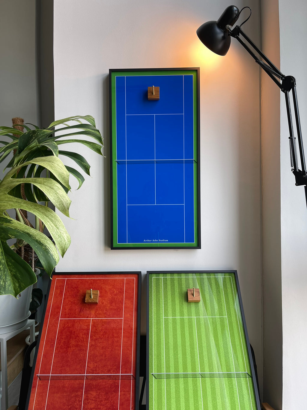 Premium Rectangular Racket Display Frame - Arthur Ashe Stadium (LED Gallery Edition)