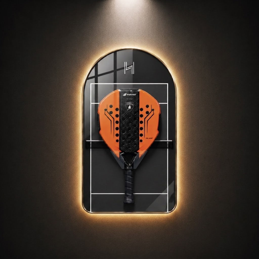 Padel Racket Display Frame — Arched LED Edition