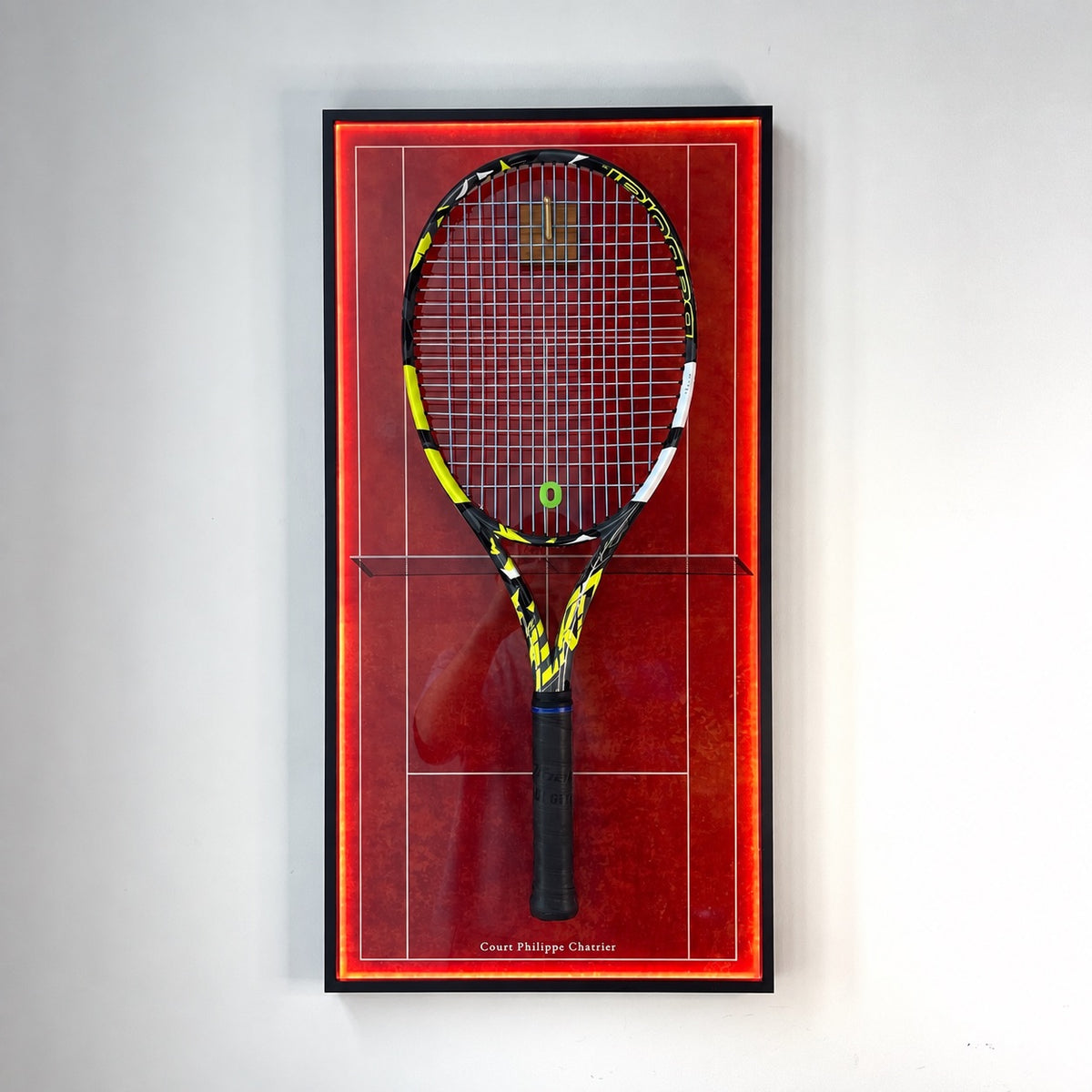 Premium Rectangular Racket Display Frame - Court Philippe-Chatrier (LED Gallery Edition)