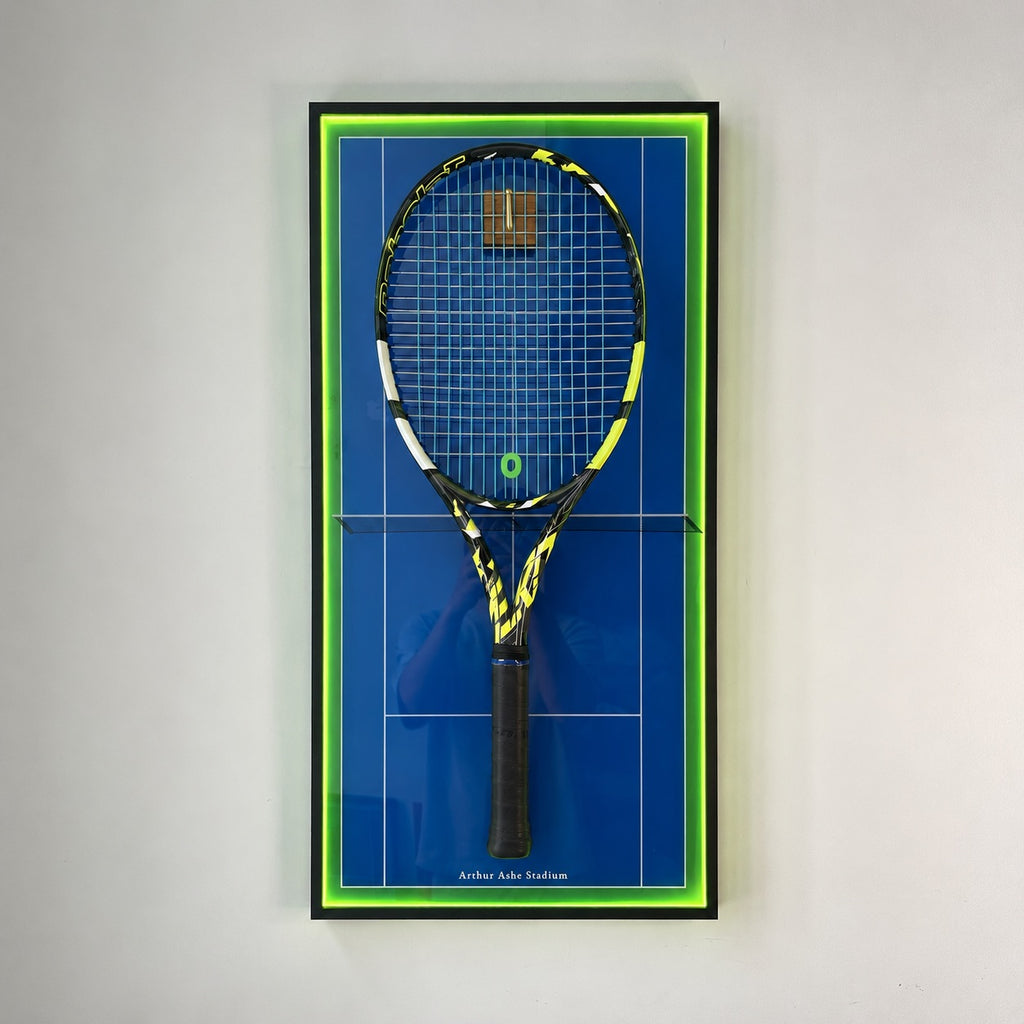 Premium Rectangular Racket Display Frame - Arthur Ashe Stadium (LED Gallery Edition)