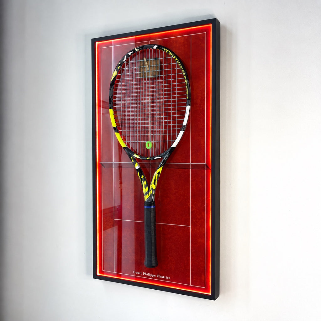 Premium Rectangular Racket Display Frame - Court Philippe-Chatrier (LED Gallery Edition)