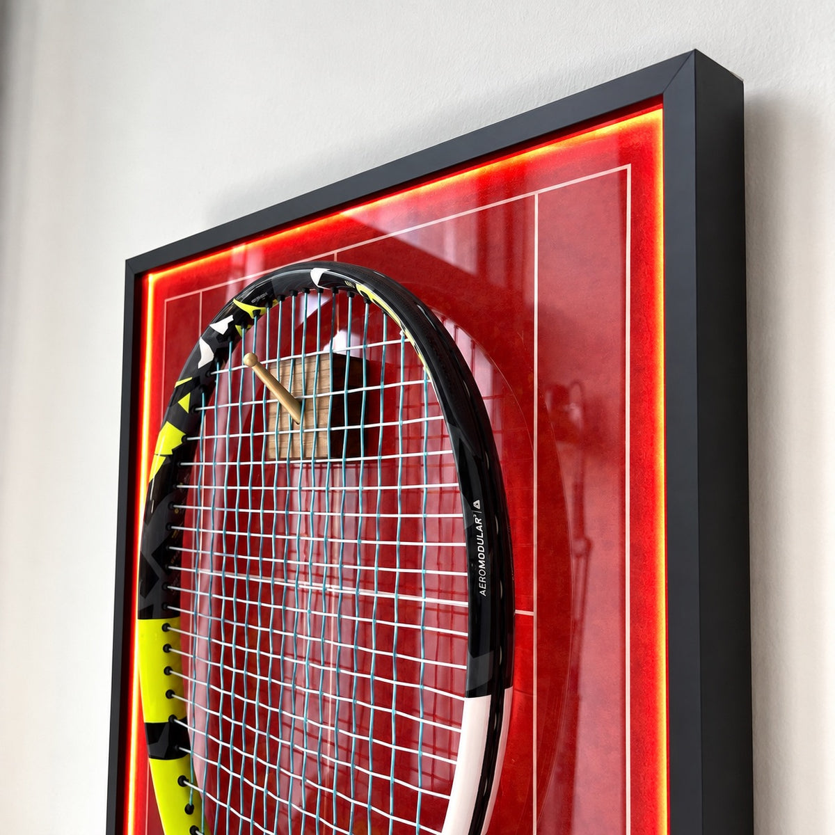 Premium Rectangular Racket Display Frame - Court Philippe-Chatrier (LED Gallery Edition)