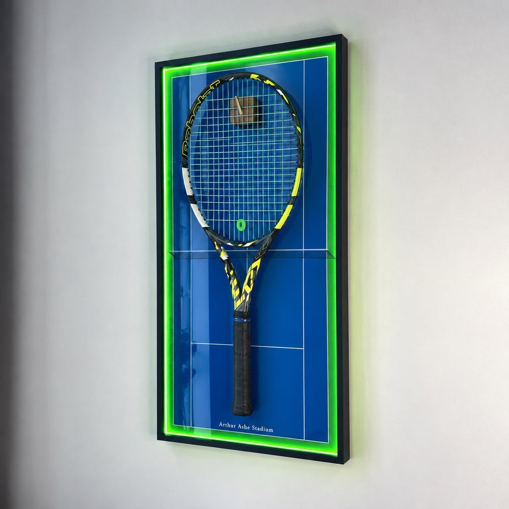 Premium Rectangular Racket Display Frame - Arthur Ashe Stadium (LED Gallery Edition)