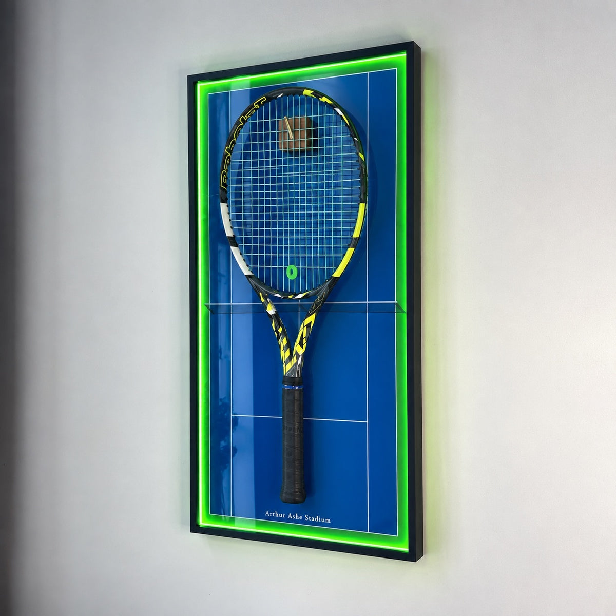 Premium Rectangular Racket Display Frame - Arthur Ashe Stadium (LED Gallery Edition)