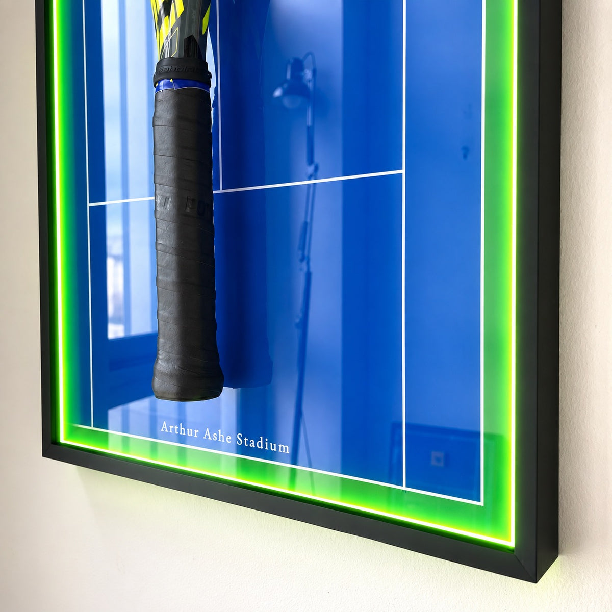 Premium Rectangular Racket Display Frame - Arthur Ashe Stadium (LED Gallery Edition)
