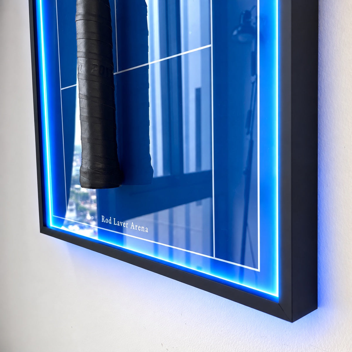 Premium Rectangular Racket Display Frame - Rod Laver Arena (LED Gallery Edition)