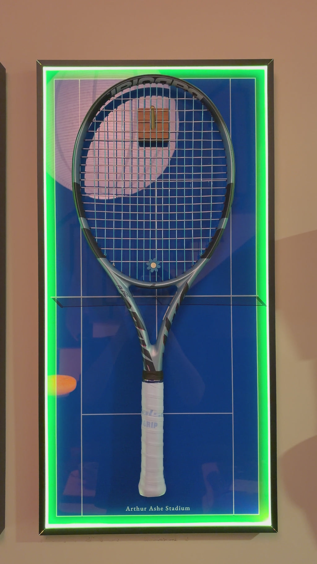 Premium Rectangular Racket Display Frame - Arthur Ashe Stadium (LED Gallery Edition)