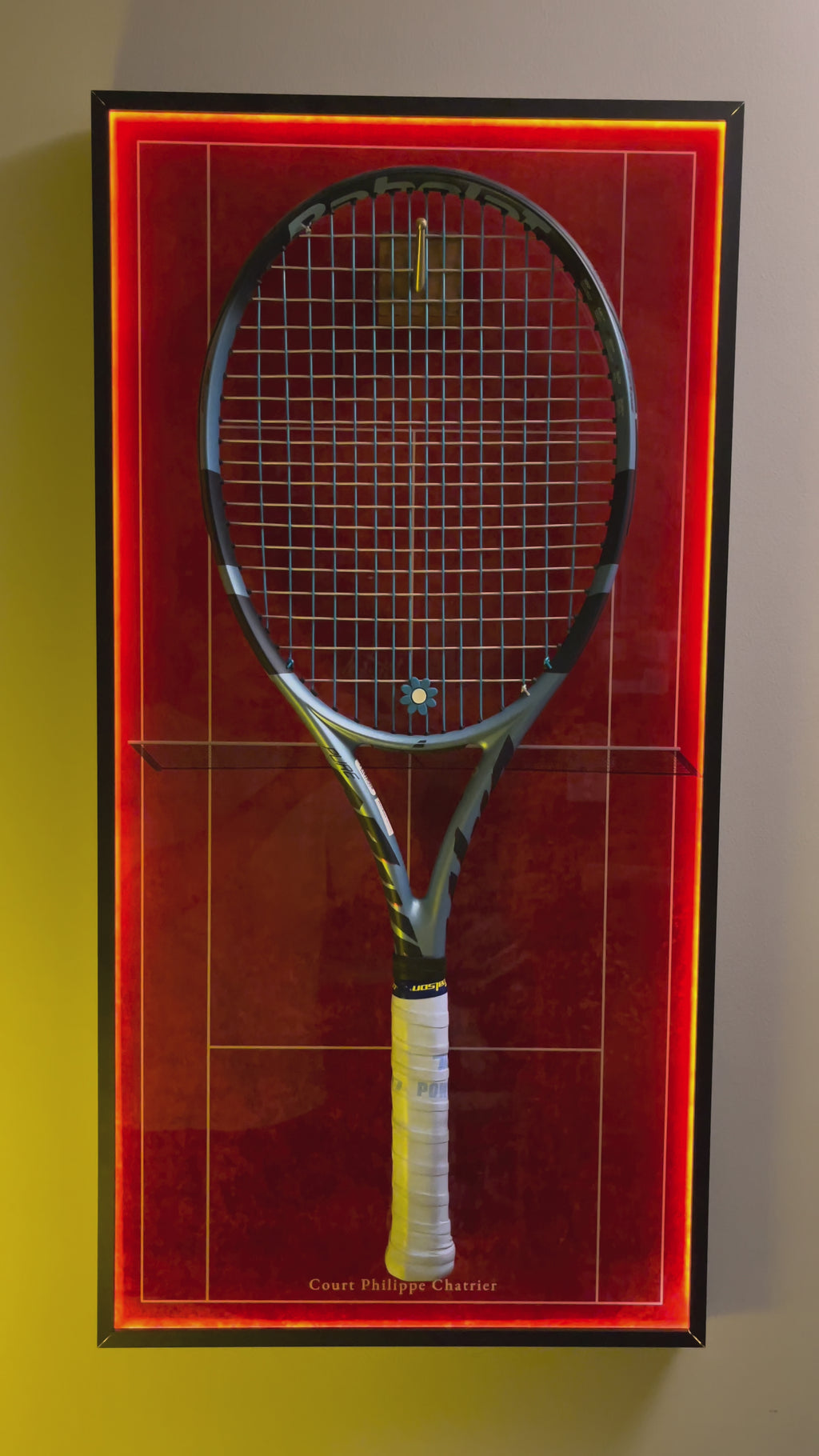 Premium Rectangular Racket Display Frame - Court Philippe-Chatrier (LED Gallery Edition)