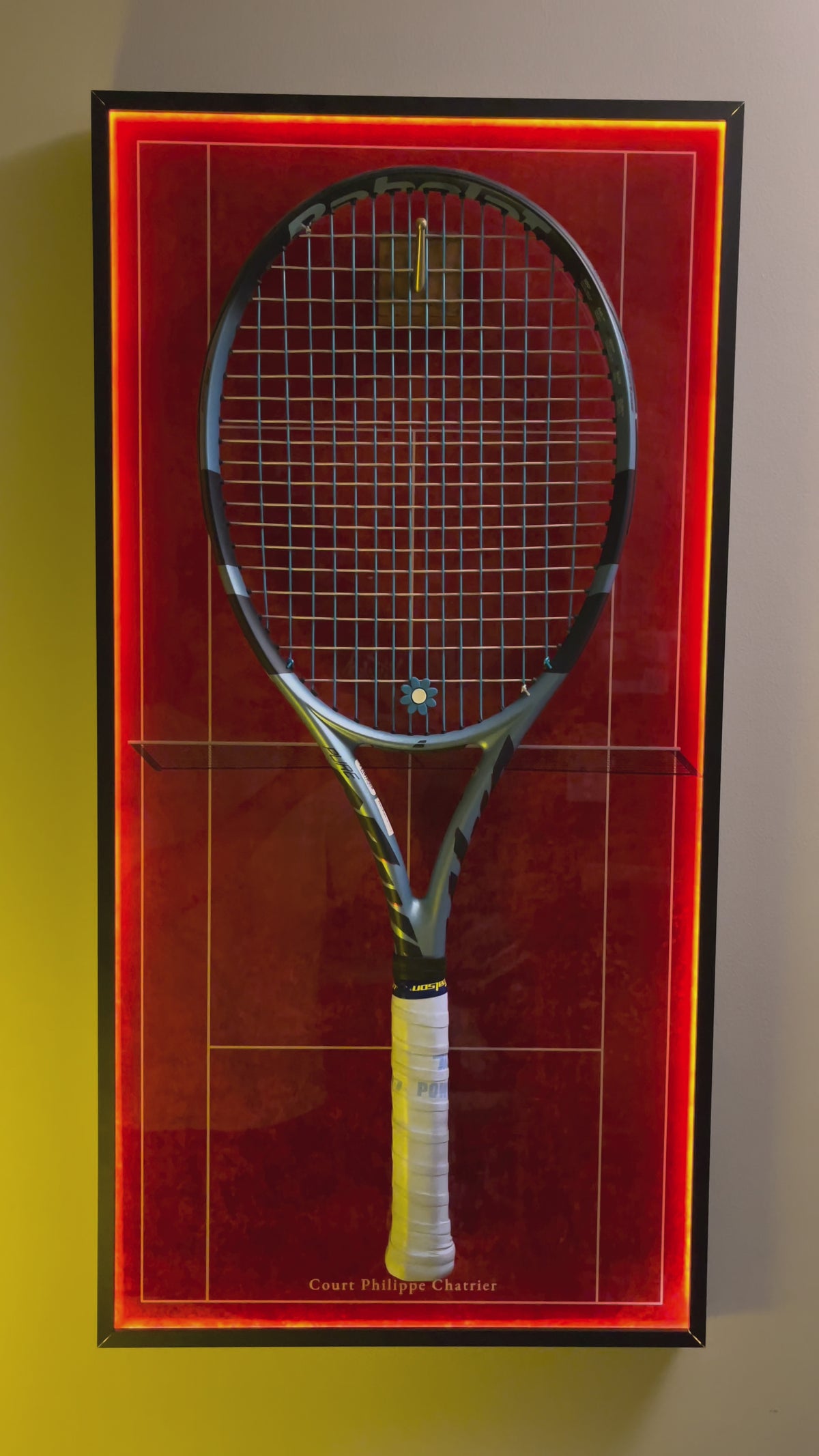 Premium Rectangular Racket Display Frame - Court Philippe-Chatrier (LED Gallery Edition)