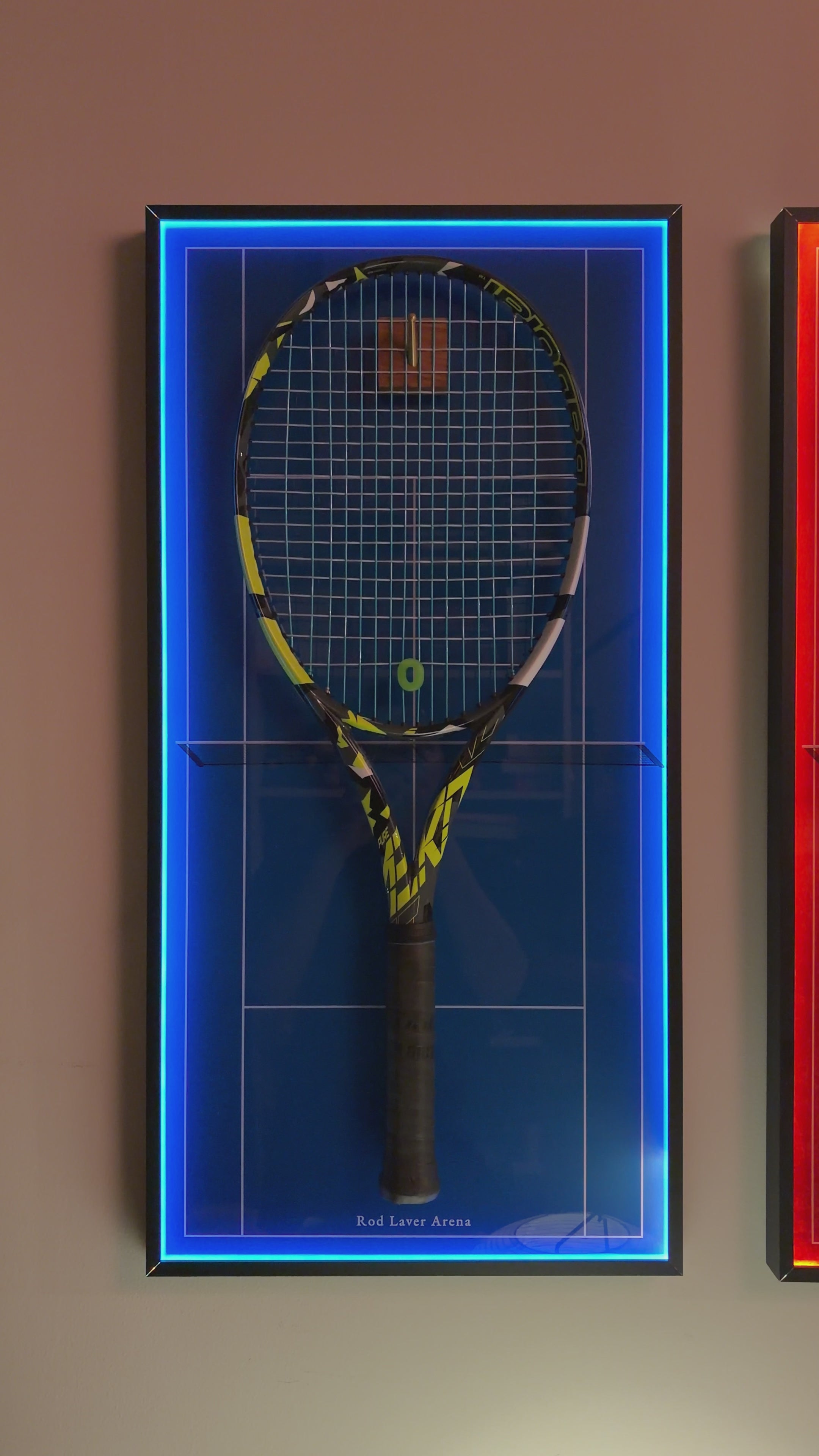 Premium Rectangular Racket Display Frame - Rod Laver Arena (LED Gallery Edition)