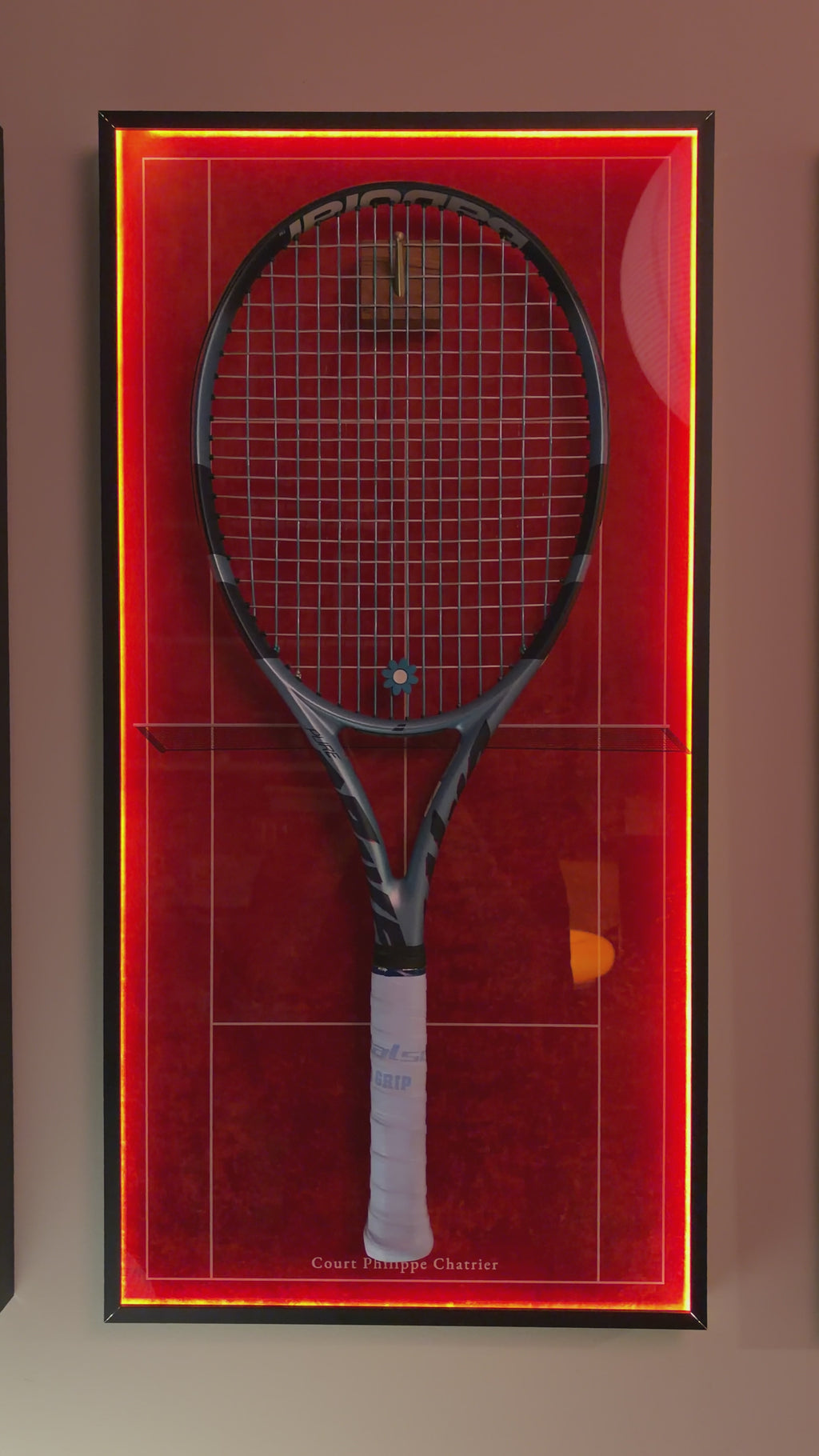 Premium Rectangular Racket Display Frame - Court Philippe-Chatrier (LED Gallery Edition)